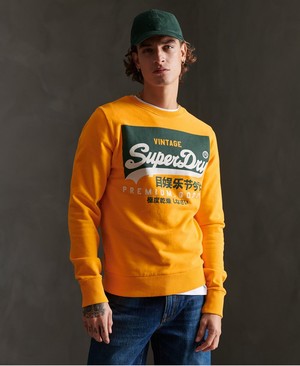 Superdry Organic Cotton Vintage Logo Crew Férfi Pulóver Arany | HEXDJ5364